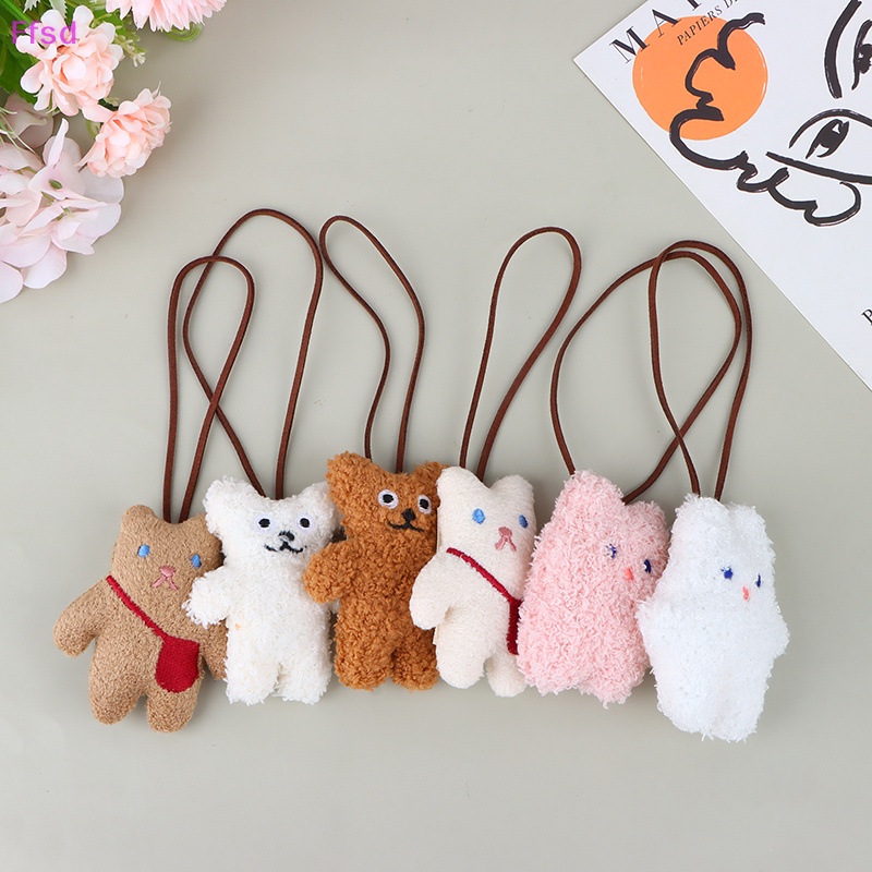 {Ffsd} Móc Khóa Búp Bê Gấu Thỏ Nhỏ Dễ Thương Thêu Tinh Tế Với Thẻ Tên Trẻ Em Trang Trí Túi Thời Trang * Bán Chạy