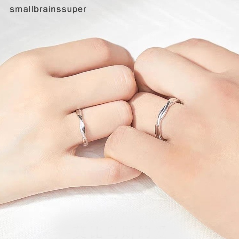 Nhẫn Cặp Đôi Màu Bạc Thời Trang Đơn Giản Có Thể Điều Chỉnh Kích Thước