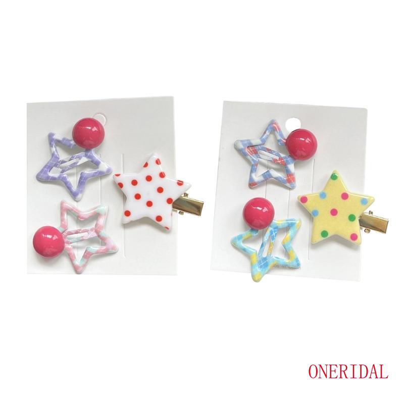 Set 3 Kẹp Tóc Hình Ngôi Sao Nhiều Màu Sắc Phong Cách Y2K Dành Cho Nữ