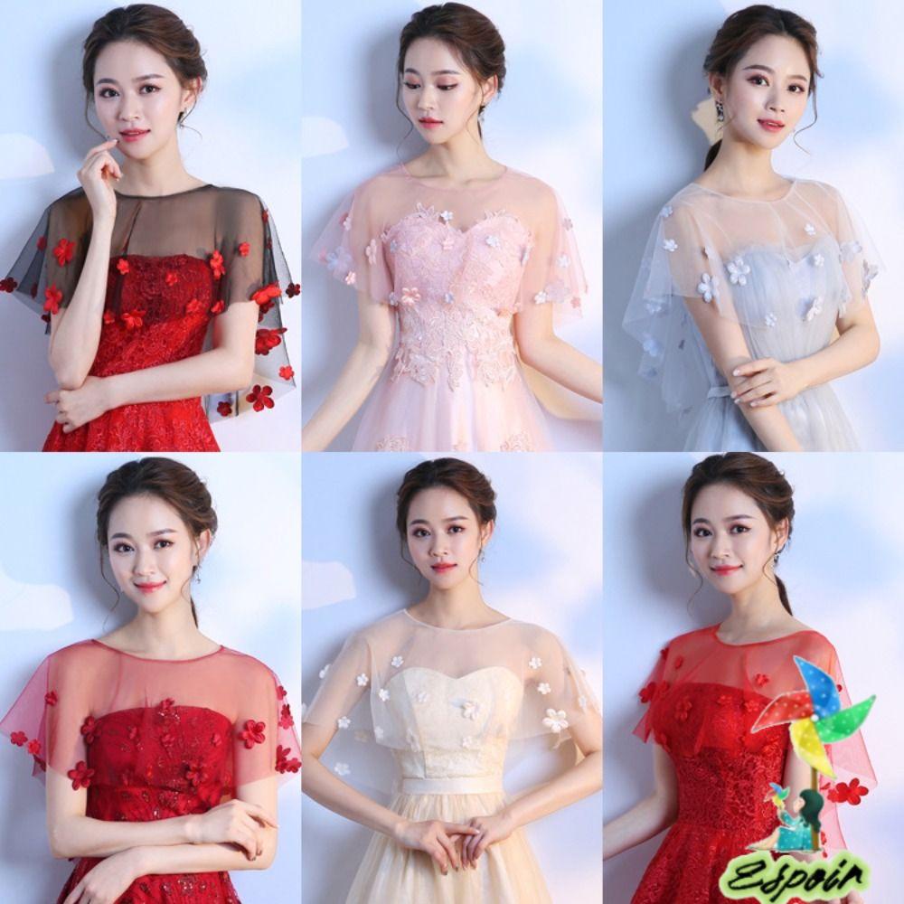 ESPO Khăn Choàng Vải Tuyn Cho Cô Dâu