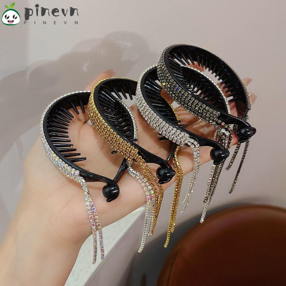 PINEVN Set 2 Kẹp Tóc Đính Đá Nhiều Màu Sắc Lấp Lánh Cho Nữ