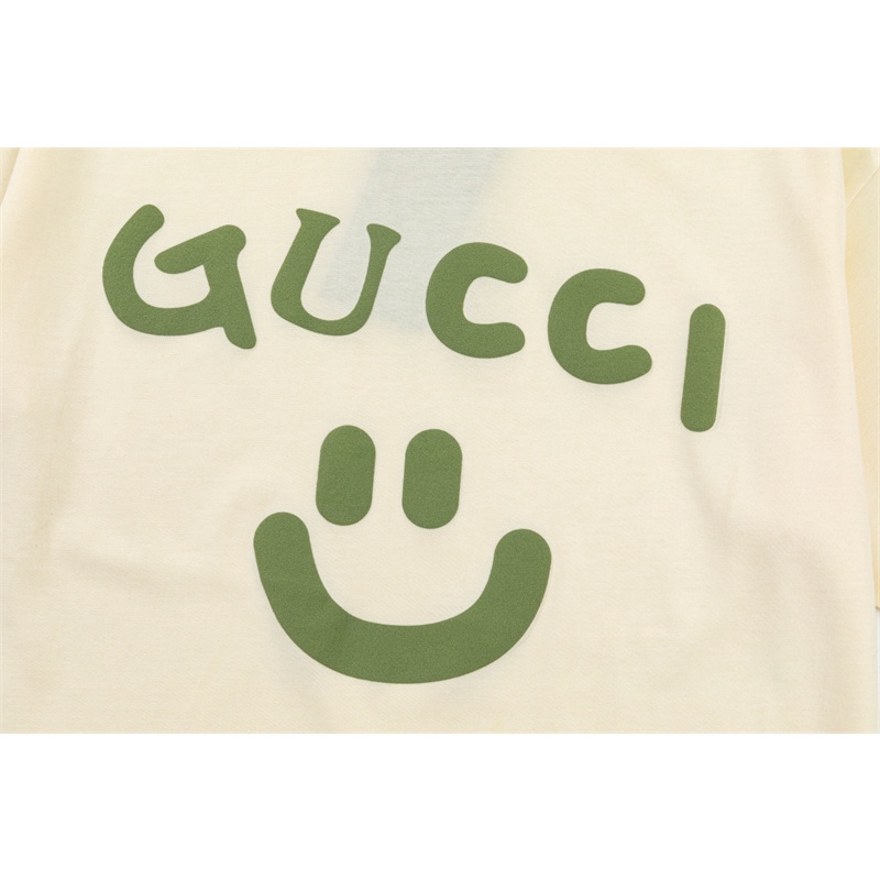 Áo Thun Tay Ngắn Cổ Tròn In Logo Hai Chữ G Mặt Cười Thời Trang Phong Cách Unisex G66