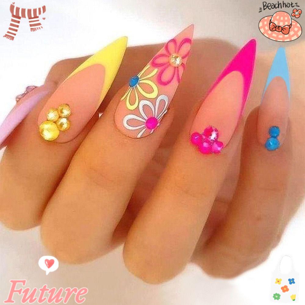 FUTURE Móng Tay Giả Đầu Nhọn Có Độ Che Phủ Cao Thời Trang Cho Nữ