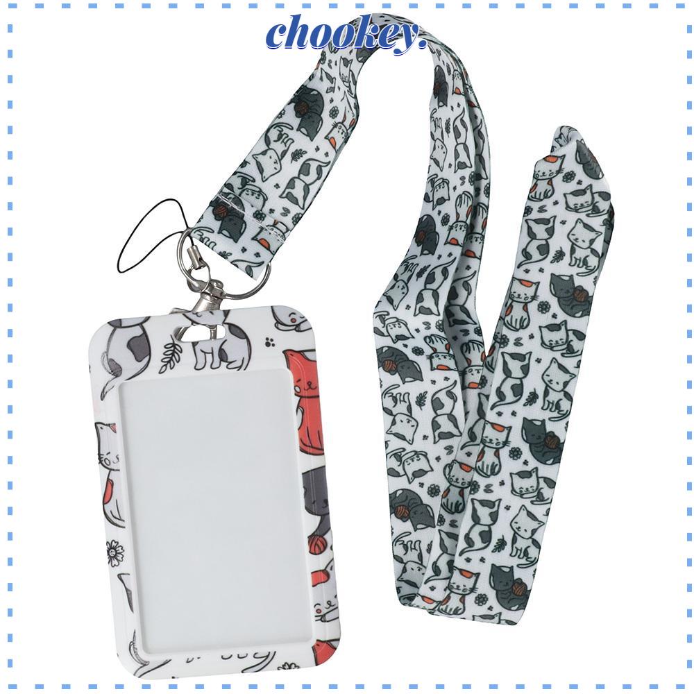 CHOOKEY Móc Khóa Hình Mèo Dacron ID Có Dây Buộc Dành Cho Văn Phòng