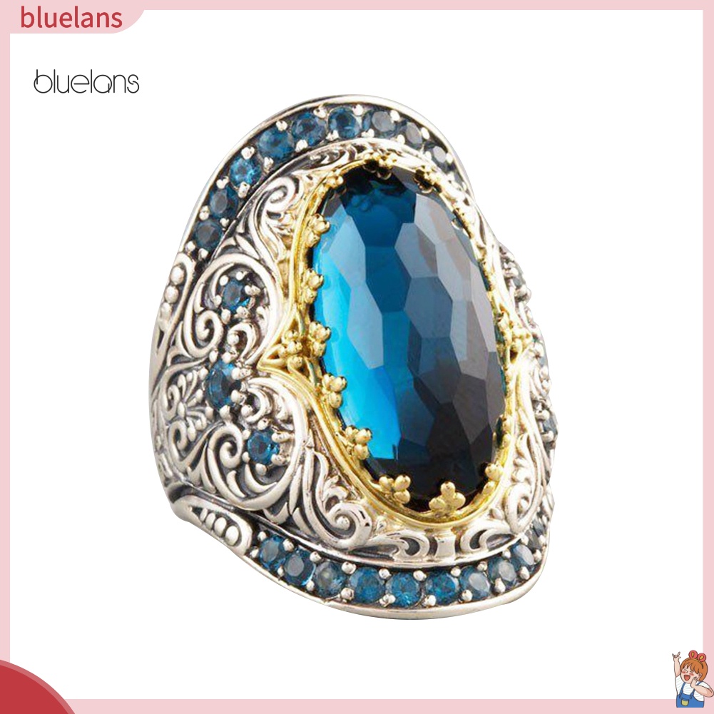 Nhẫn Đính Đá Zircon Hình Oval Phong Cách Cổ Điển Sang Trọng Cho Nam Và Nữ