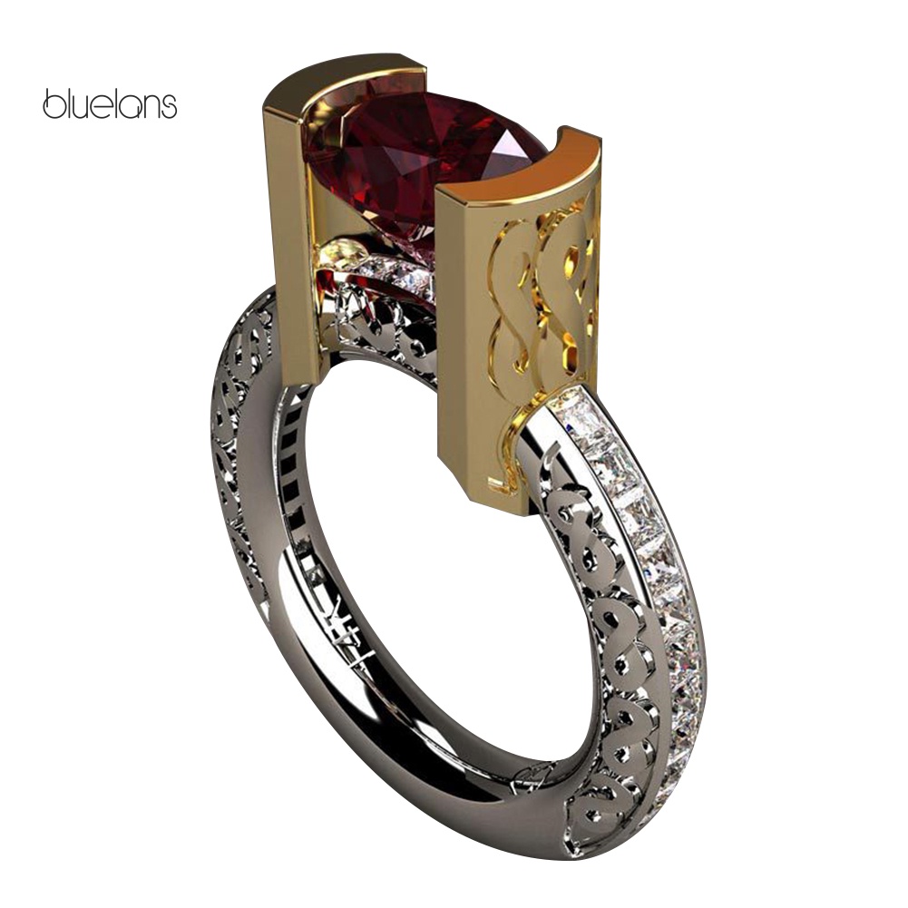 Nhẫn Đính Hôn Đính Đá Hồng Ngọc Thời Trang Dành Cho Nữ