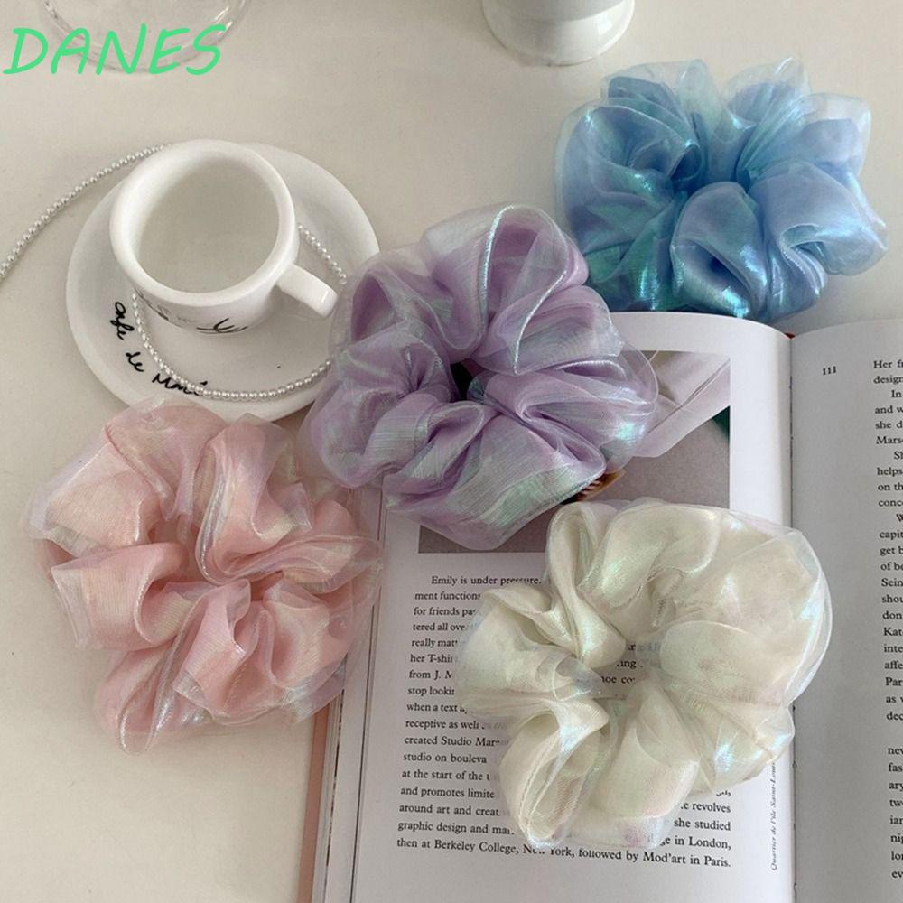 DANES Dây Buộc Tóc Cỡ Lớn Siêu Sáng Bóng Dễ Thương Phong Cách Hàn Quốc Cho Nữ