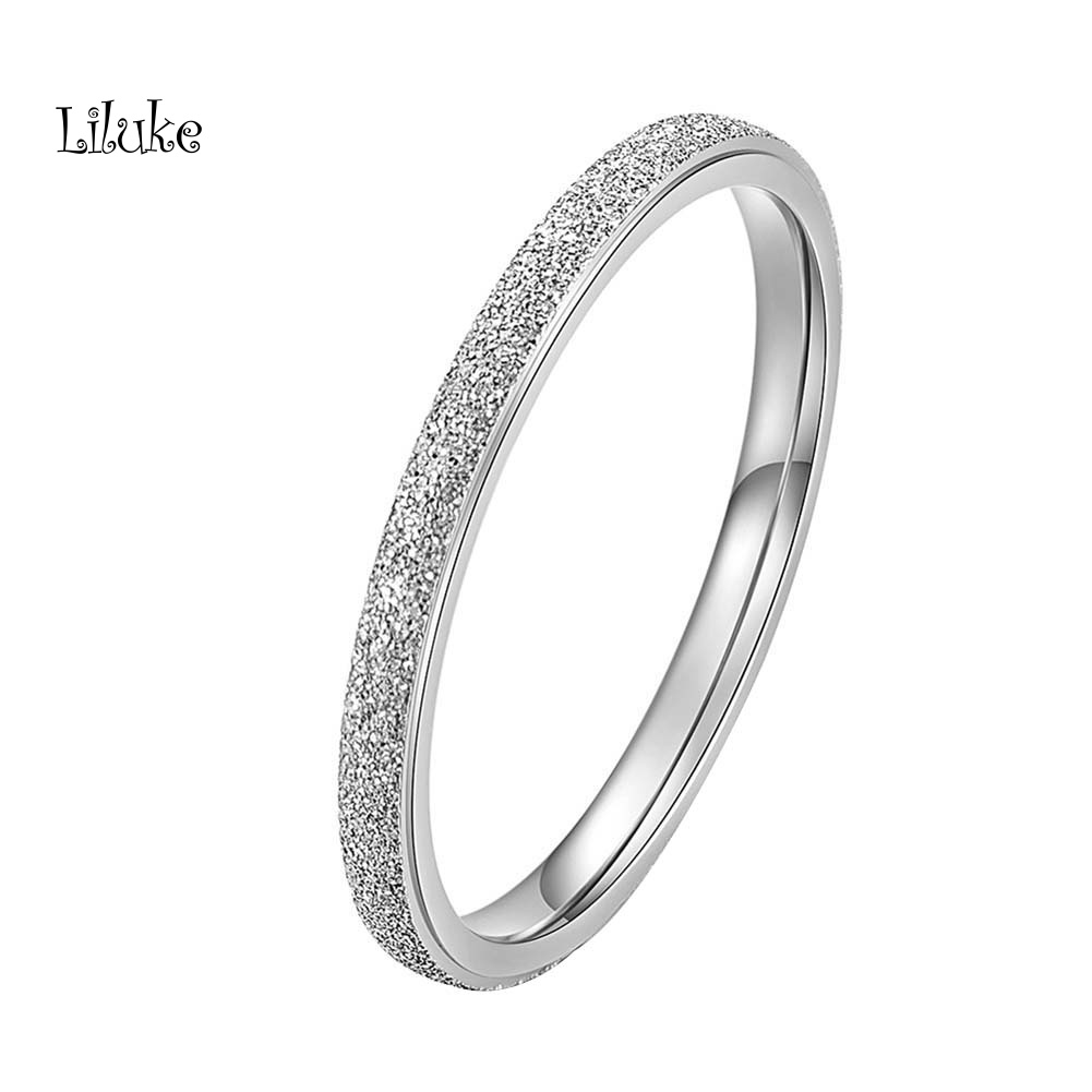 Nhẫn Cưới Chất Liệu Thép Titan Màu Trơn Trang Trí Đá Lấp Lánh Cho Nữ