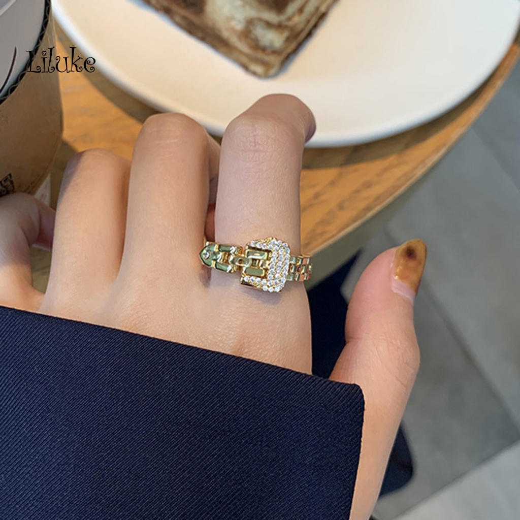 Nhẫn Hợp Kim Màu Trơn Trang Trí Dây Xích Xoay Được Thời Trang Cho Nữ