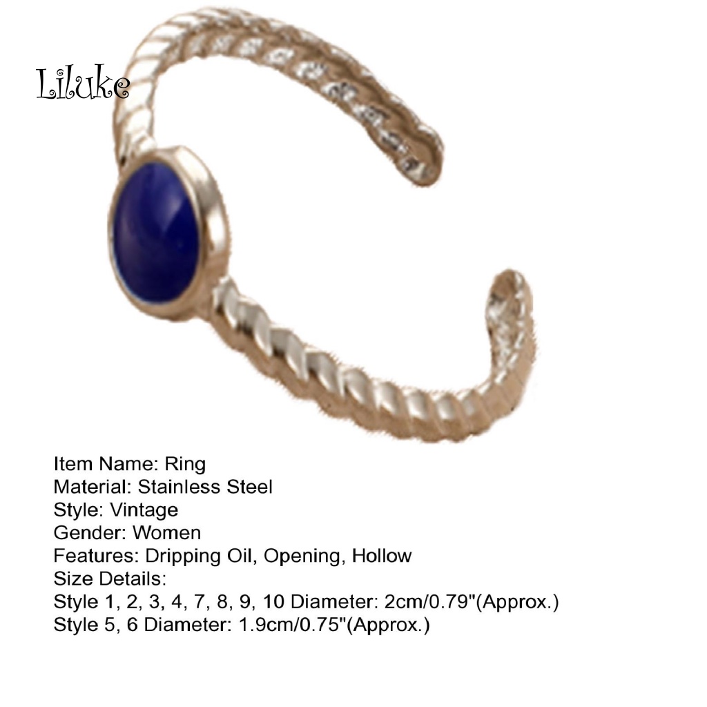 Nhẫn Hở Trang Sức Màu Trơn Phong Cách Retro