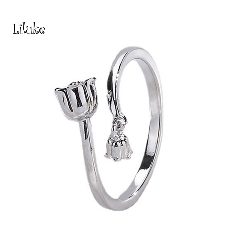 Nhẫn Đồng Hở Mạ Điện Họa Tiết Hoa Phong Cách Retro