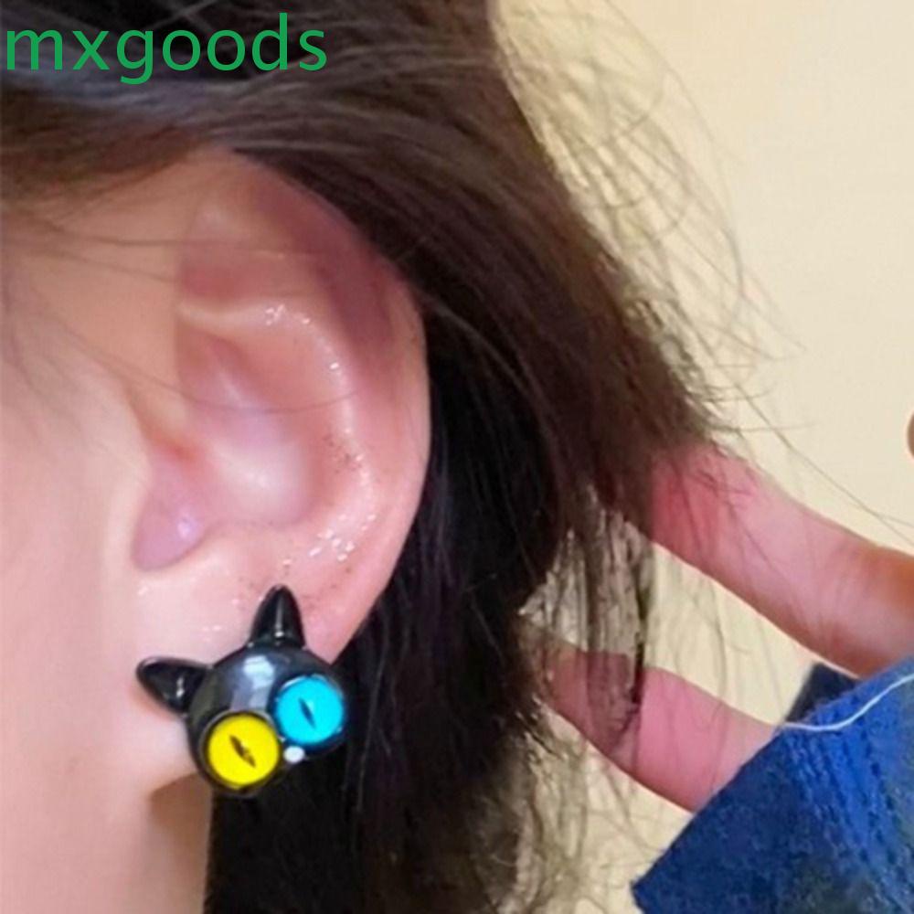 MXGOODS Set Vòng cổ Và Đôi Khuyên Tai Mạ Vàng 2K Đính Đá Đen Phong Cách Hàn Quốc Thanh Lịch