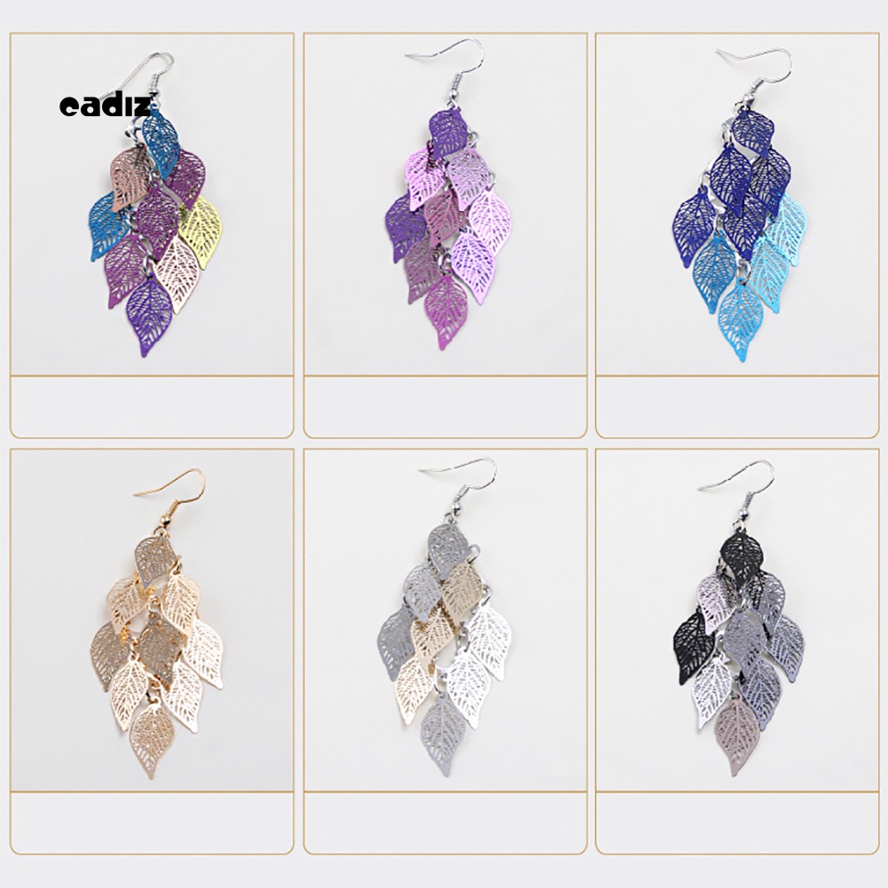 Bông Tai Hình Chiếc Lá Nhiều Lớp Nhiều Màu Sắc Thời Trang Dành Cho Nữ