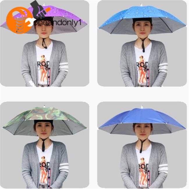 Dù Che Nắng Mưa 77cm Thiết Kế Đầu Gắn Nón Tiện Dụng