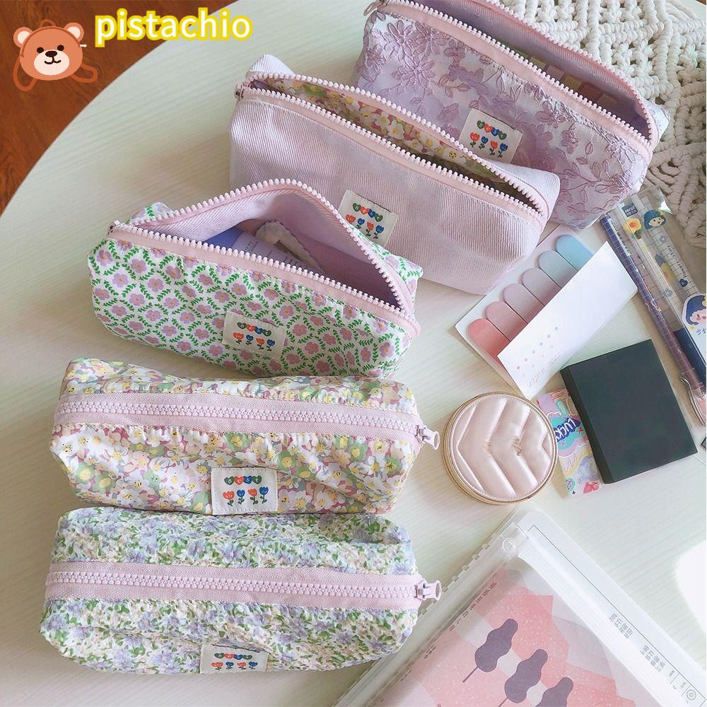 PISTA Túi Đựng Bút Bằng Vải Canvas Phối Khóa Kéo Thiết Kế Giản Dị