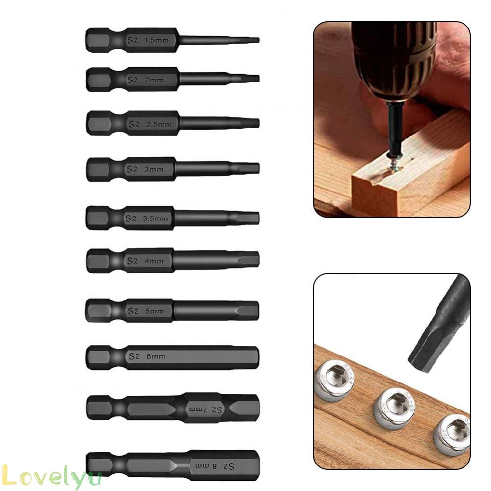 ⭐READY STOCK ⭐10 Pcs Metric Hex Head Bit Set 1/4 inch Diameter Magnetic Screwdriver Bit Set