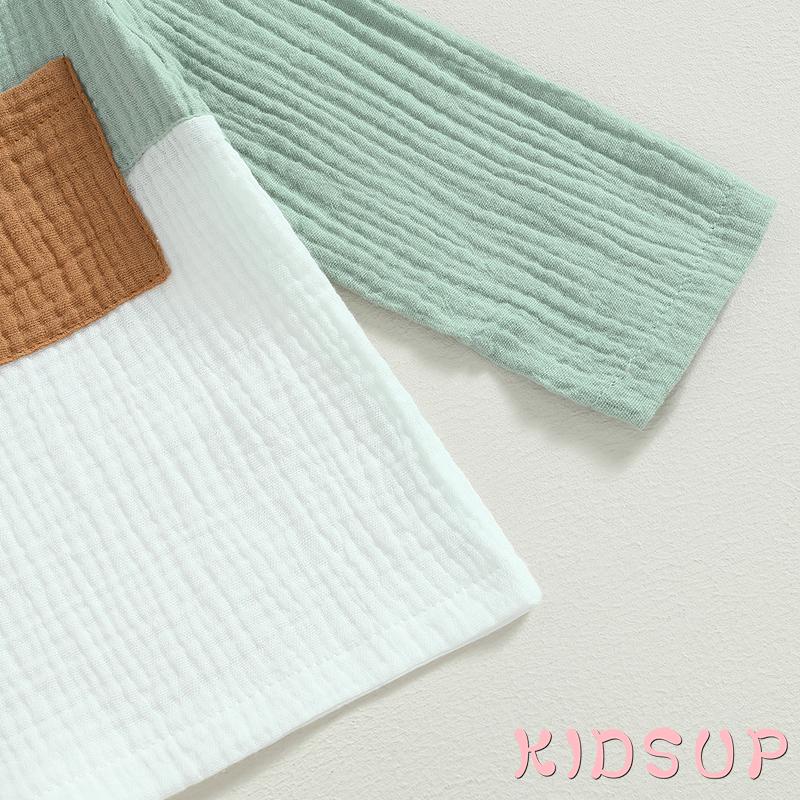 Set Đồ Mùa Thu 2 Món Gồm Áo Tay Dài Màu Sắc Tương Phản Và Quần Dài Cho Bé