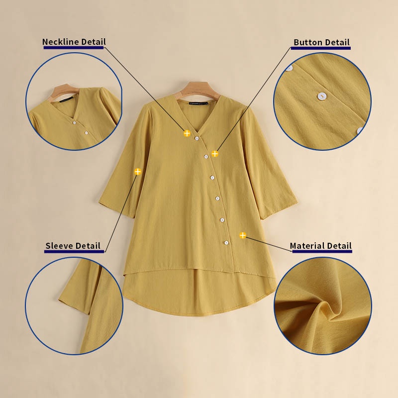 Zanzea Áo Nữ Tay 3 / 4 Cổ Chữ V Thời Trang Quyến Rũ