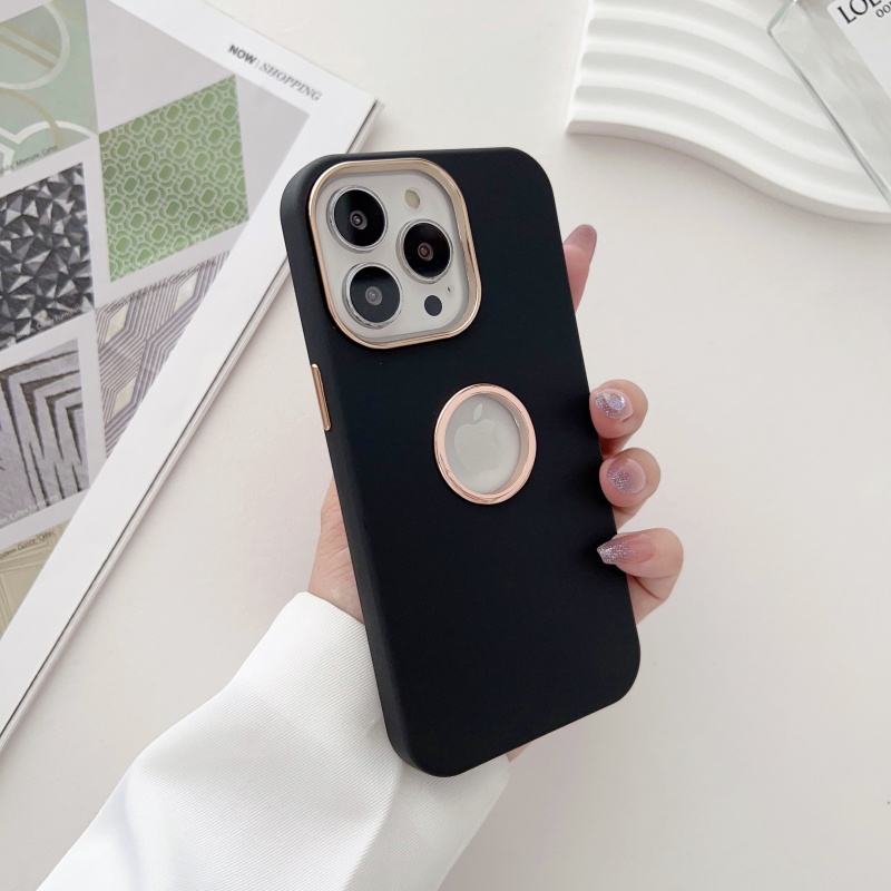 Ốp Điện Thoại Silicone Mềm Màu Trơn Có Vòng Nhẫn Kim Loại Mạ Điện Cho iPhone 14 13 12 11 Pro Max 14 Plus