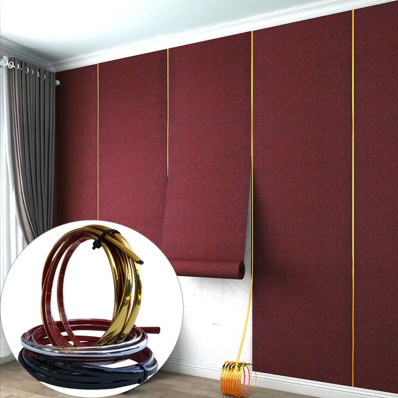Miếng Dán Trang Trí Tường Chống Thấm Nước Tự Dính Bằng PVC Giả Đường Viền Kim Loại