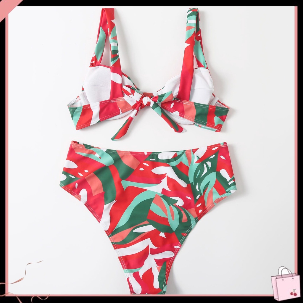 Bộ Đồ Bơi Bikini Lưng Cao Có Mút Đệm Màu Sắc Tươi Sáng Thời Trang Mùa Hè Cho Nữ