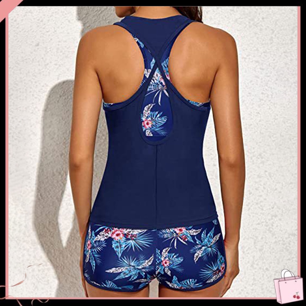 Bộ Đồ Bơi 3 Mảnh Không Dây Lưng In Hình Cây Dừa Dành Cho Nữ