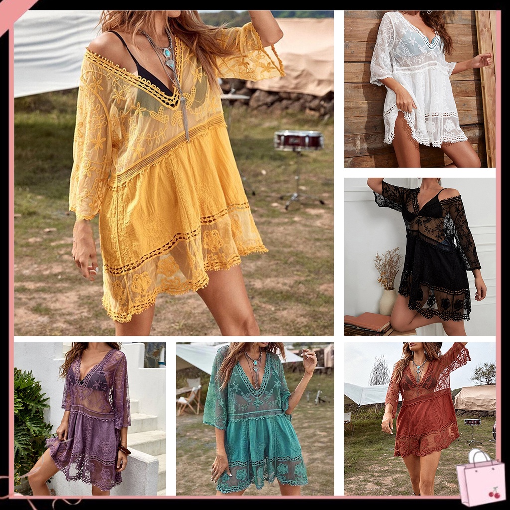 Đầm Bơi Màu Trơn Cổ Chữ V Khoét Sâu Nhanh Khô Quyến Rũ