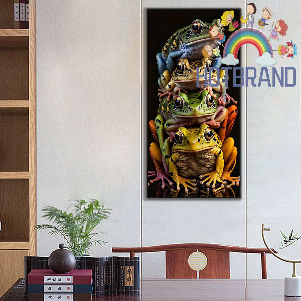 Bộ Tranh Đính Đá 5D Tự Làm Toàn Diện Hình Chú Ếch Trang Trí Nhà Cửa