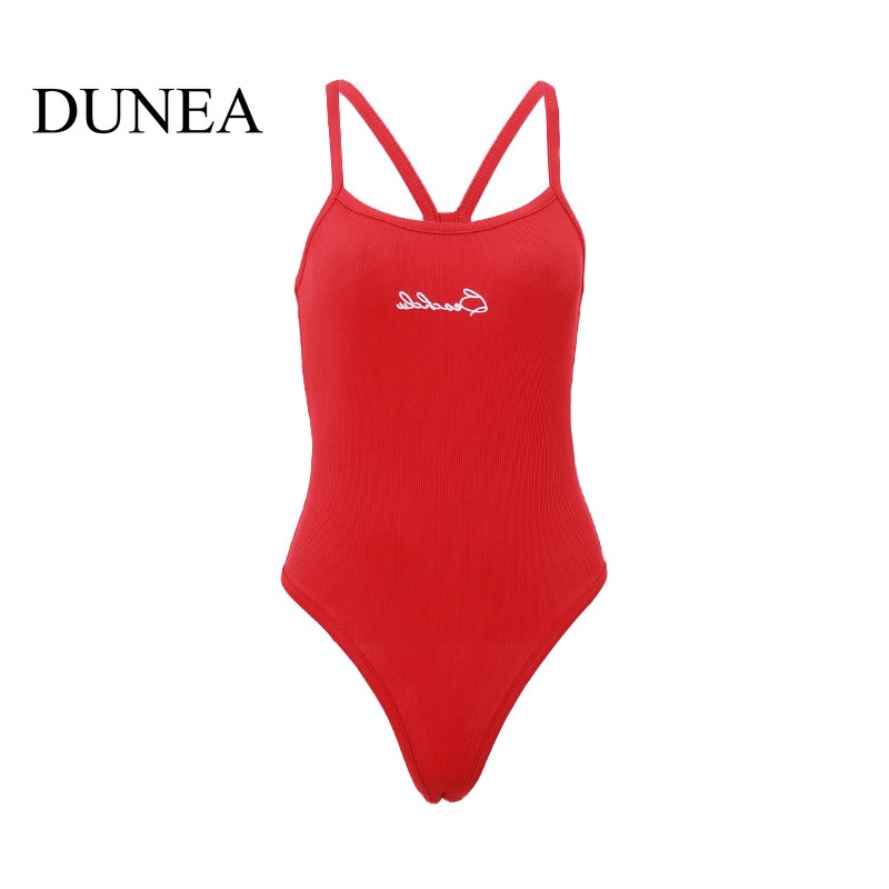 DUNEA Bộ Áo Liền Quần In Chữ Tiếng Anh Quyến Rũ Cho Nữ