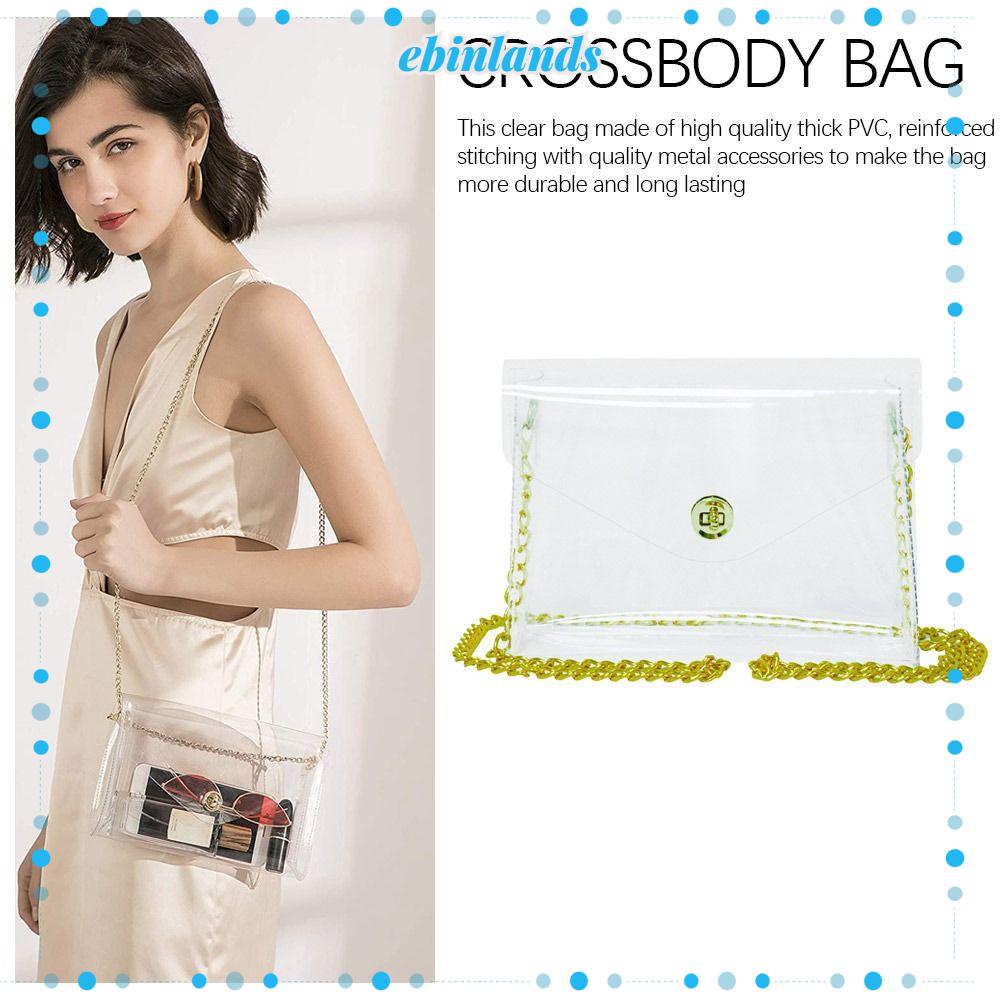 EBINLANDS Túi Đeo Vai Trong Suốt Có Khóa Kéo Thời Trang Cho Nữ
