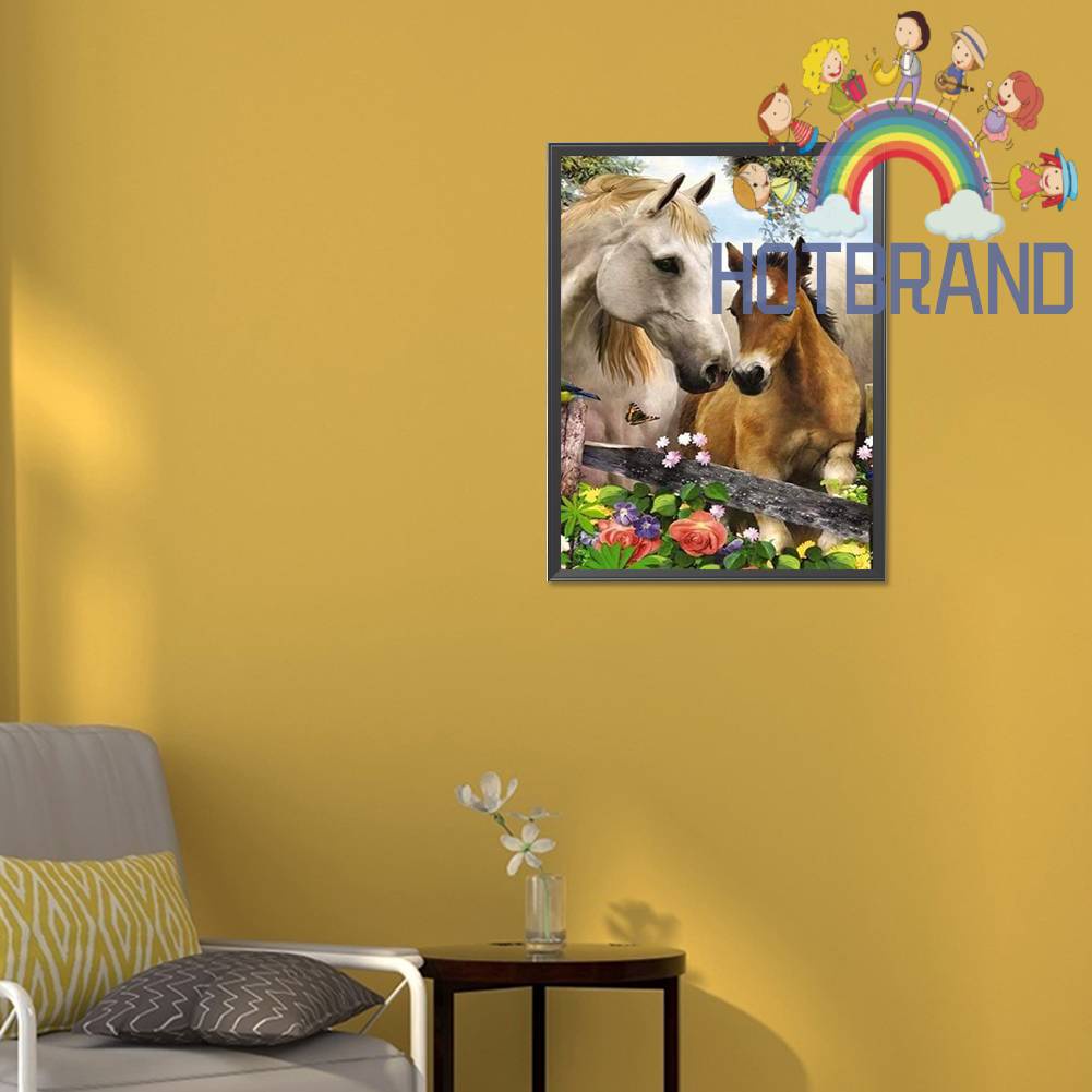 Tranh Đính Đá Kim Cương Toàn Bộ 5D DIY Hình Vẽ Ngựa