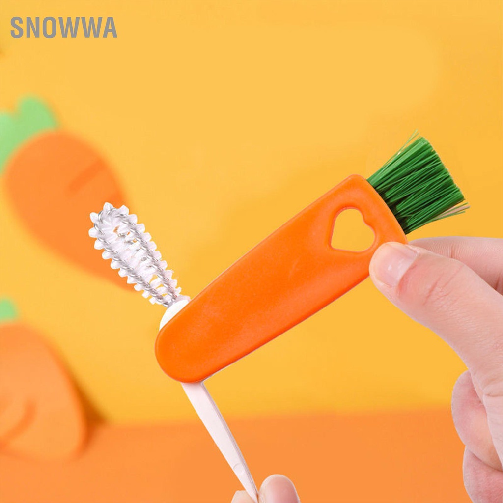 Snowwa Bàn Chải Vệ Sinh Cốc Mini Hình Cà Rốt Đa Năng 3 Trong 1 Nắp Bình Rãnh Chi Tiết Cho Nhà Bếp Gia Đình
