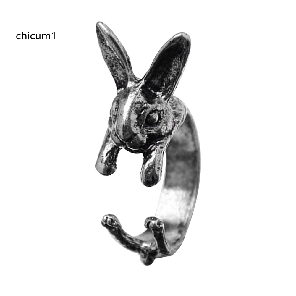 Nhẫn Hở Hình Thỏ Phong Cách Cổ Điển Cho Cặp Đôi