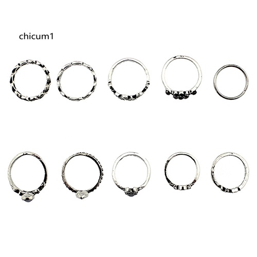Set 10 Nhẫn Đeo Khớp Ngón Tay Phong Cách Vintage