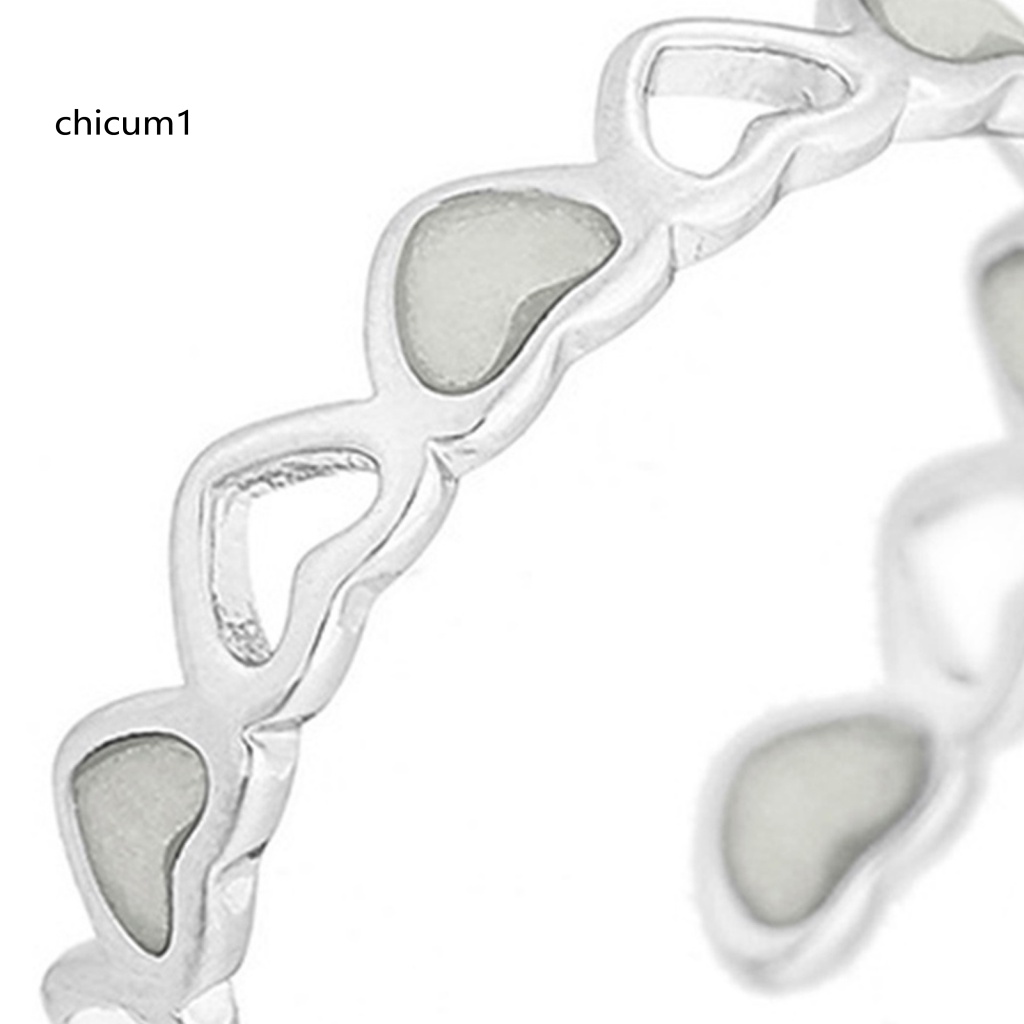 Nhẫn Hợp Kim Dạ Quang Hình Trái Tim Thân Thiện Với Da Chống Rỉ Sét Cho Nữ