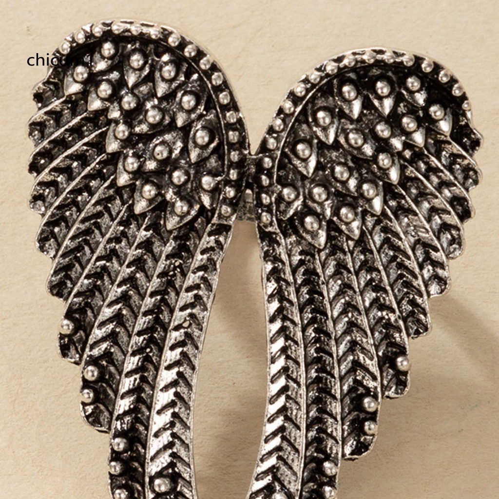 Nhẫn CC Hình Đôi Cánh Thanh Lịch Phong Cách Punk Cổ Điển Thời Trang Dự Tiệc Cho Nữ