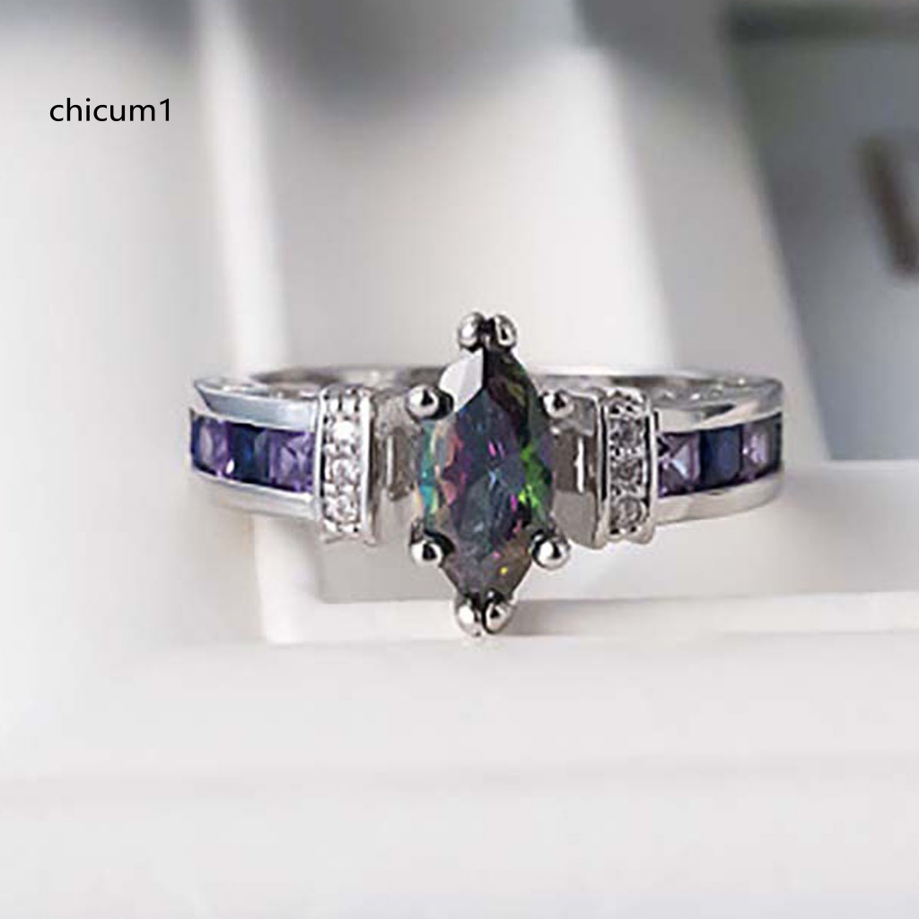 Nhẫn CC Đính Đá Zirconia Nhiều Màu Sắc Sang Trọng Không Dễ Vỡ Thời Trang Dự Tiệc Cho Nữ