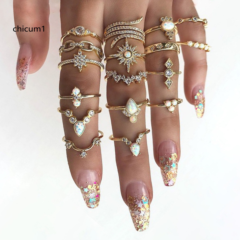 Set 17 Nhẫn Đeo Khớp Ngón Tay Phong Cách Vintage