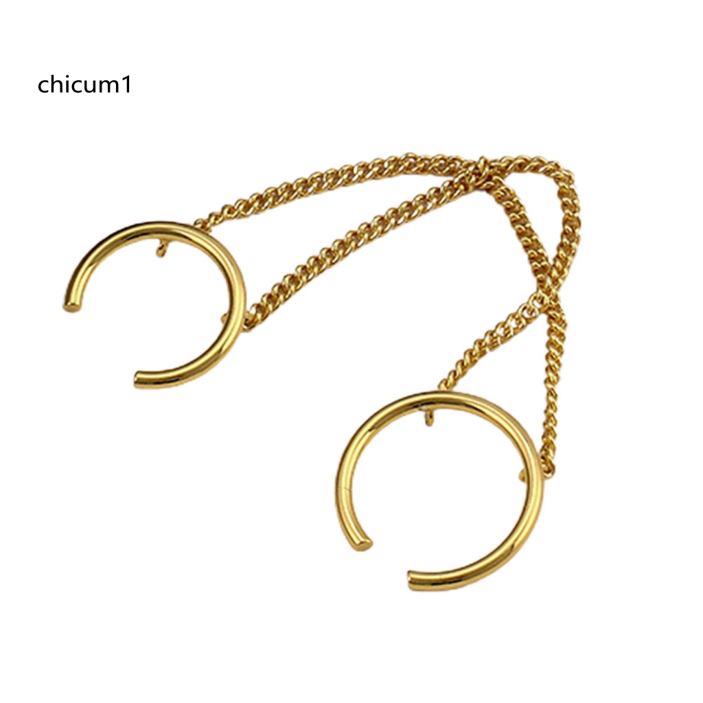 Nhẫn Hai Lớp Dạng Hở Phối Dây Xích Có Thể Điều Chỉnh Thời Trang Unisex