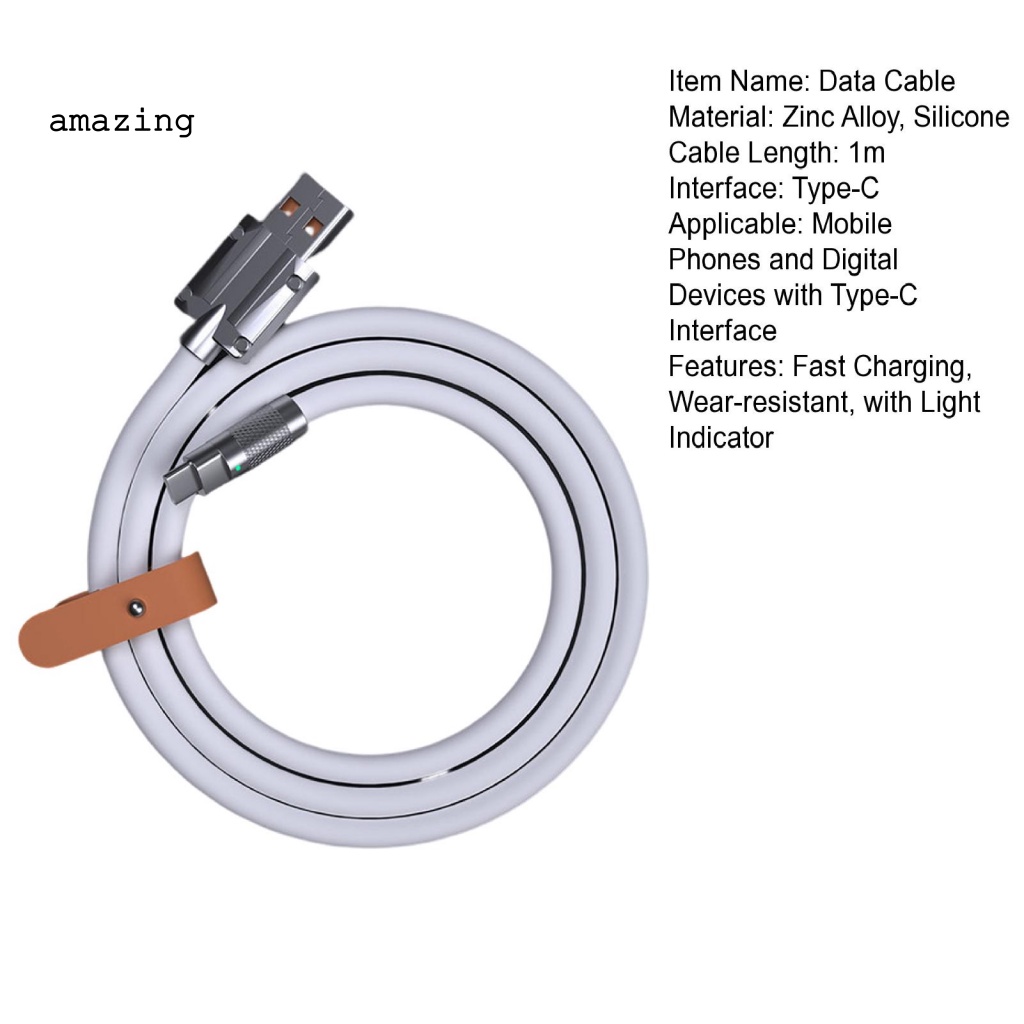 Dây Cáp Sạc Nhanh Type-C Chống Rối Chống Đứt Gãy An Toàn Với Đèn Báo Cho Gia Đình