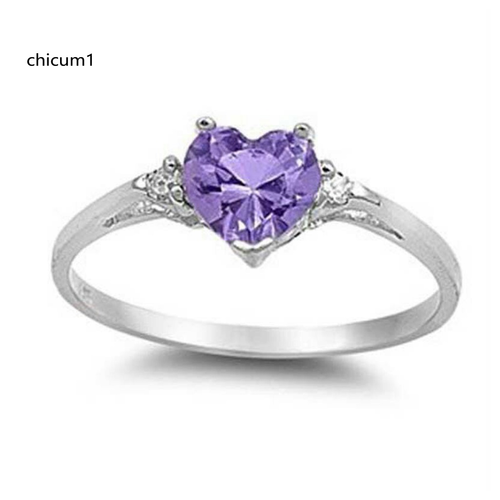 Nhẫn CC Đính Đá Zirconia Hình Trái Tim Màu Ngọc Lục Bảo Thời Trang Cho Nữ