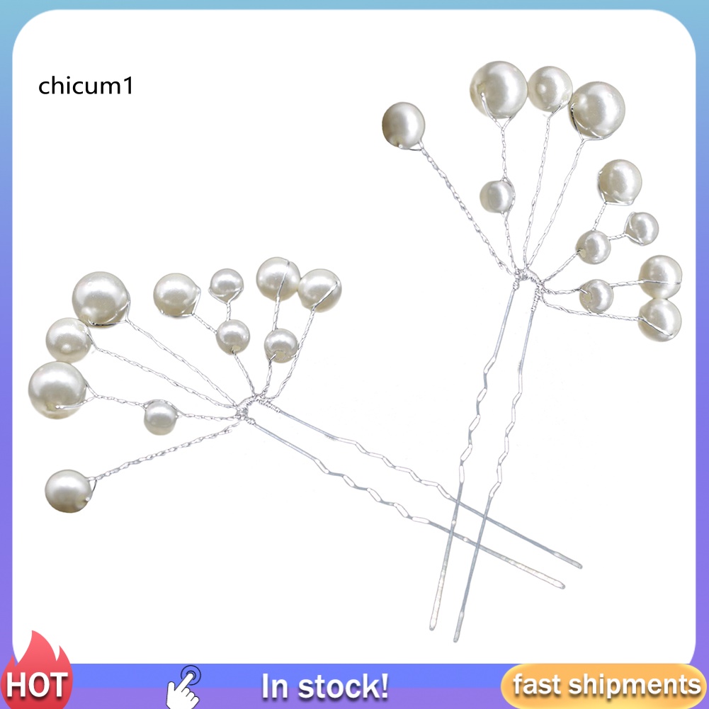 Set 2 Kẹp Tóc Đính Ngọc Trai Giả Lấp Lánh Thời Trang Cho Nữ