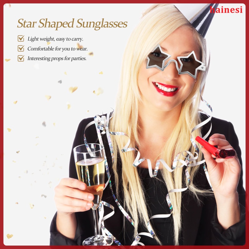 Set 2 Cặp Kính Mát Gọng Nhựa Hình Ngôi Sao Phong Cách Hawaii Thời Trang