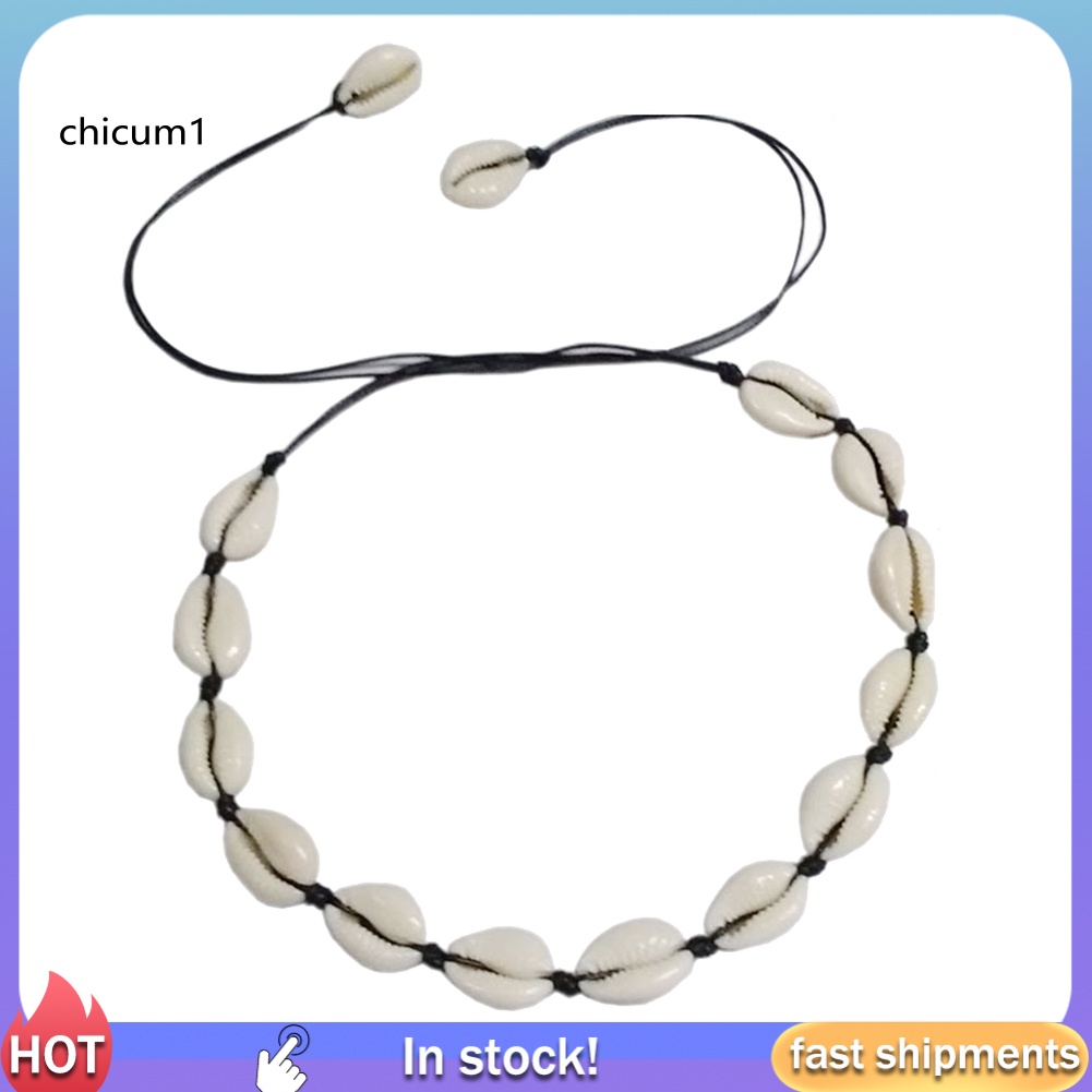 Vòng Cổ Choker Dây Bện Gắn Vỏ Sò Phong Cách Hawaii Cho Nữ