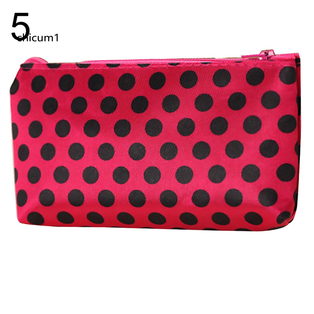 Túi Đựng Mỹ Phẩm Họa Tiết Chấm Bi Xinh Xắn Tiện Dụng Khi Đi Du Lịch