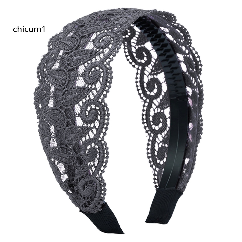 Băng Đô Cài Tóc CC Chống Trượt Thêu Ren Có Răng Bản Rộng Độ Bền Cao Thanh Lịch Cố Định Dành Cho Bạn Nữ Dự Tiệc