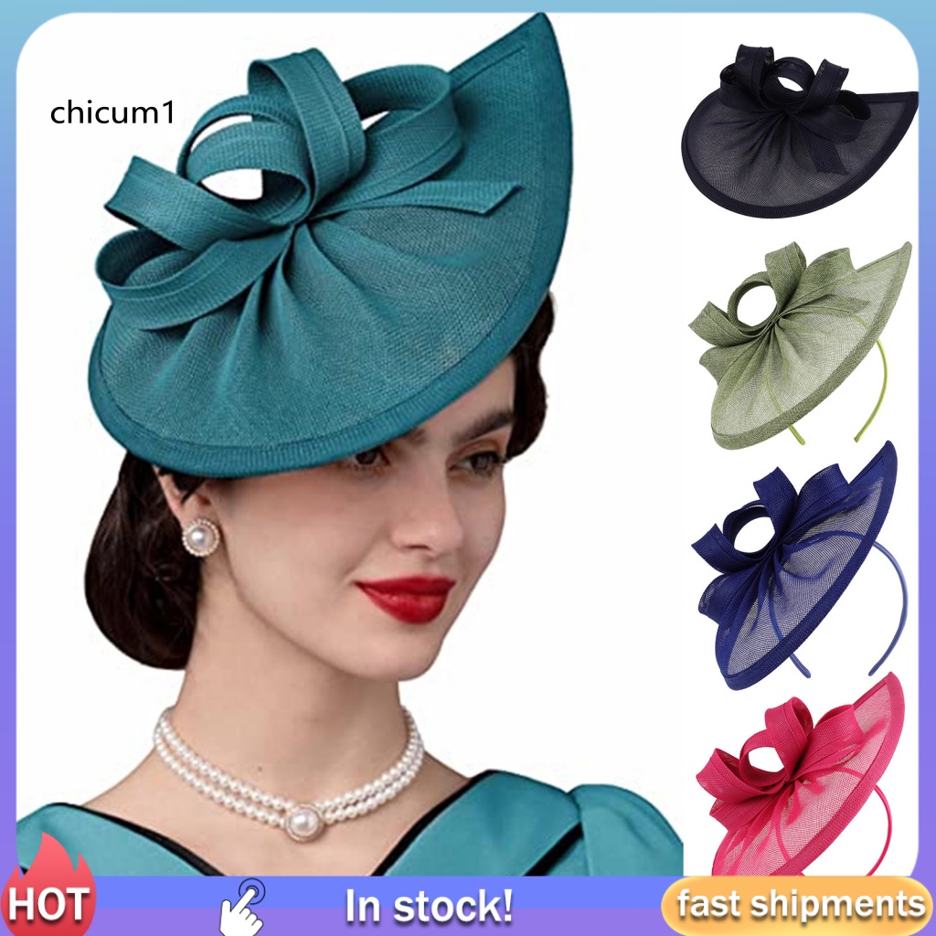 Mũ Đội Trang Trí Nơ Cài Tóc Cô Dâu Chống Rơi Phong Cách Retro