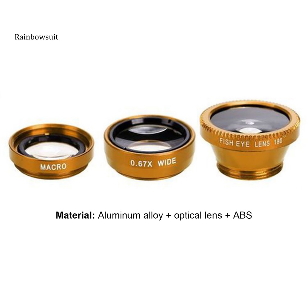 Ống Kính Mắt Cá HD 3 Trong 1 Góc Rộng 10X Macro 4K Cho Điện Thoại