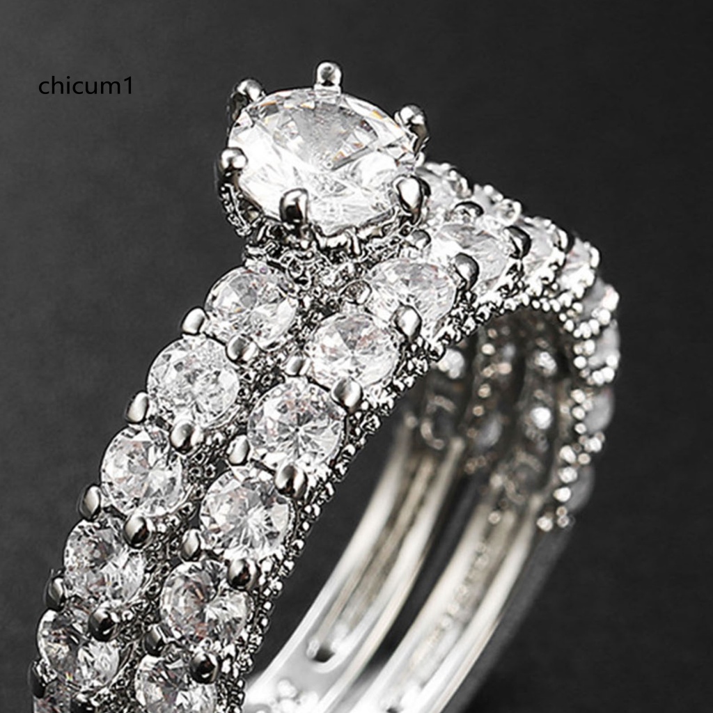 1 Cặp Nhẫn Đính Đá Toàn Diện Không Phai Màu Khối Lượng Nhẹ Dành Cho Nữ