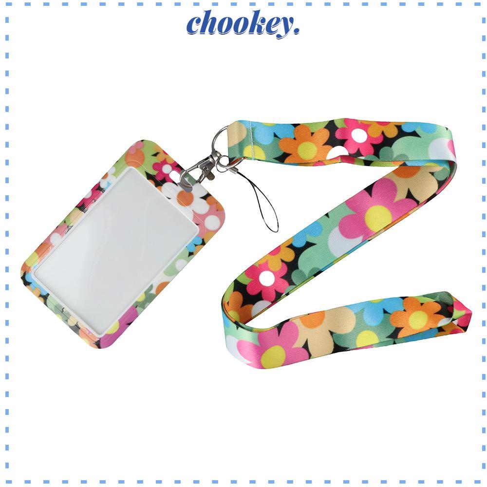 CHOOKEY Bao Đựng Thẻ ID, Dây Buộc Chìa Khóa, Hoa Hướng Dương Dễ Thương. Dây Đeo Cổ Có Kẹp Kim Loại Cho Văn Phòng